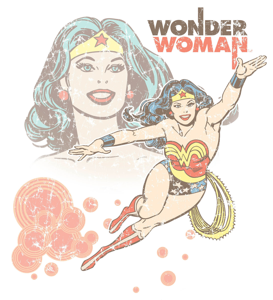 DC Comics Wonder Woman Retro Official Women's T-shirt (White) - Urban Species Ladies Short Sleeved T-Shirt