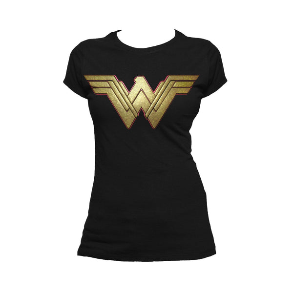 DC Wonder Woman Logo 3D Paisley Official Women's T-shirt (Black) - Urban Species Ladies Short Sleeved T-Shirt