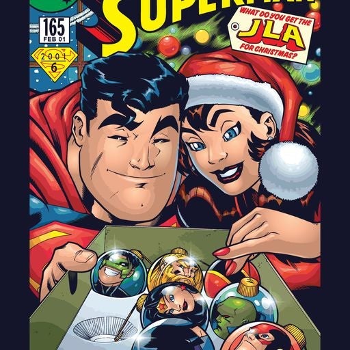 DC Comics Superman Cover 165 Xmas Lois Lane Women's T-Shirt Navy - Urban Species Design Close Up