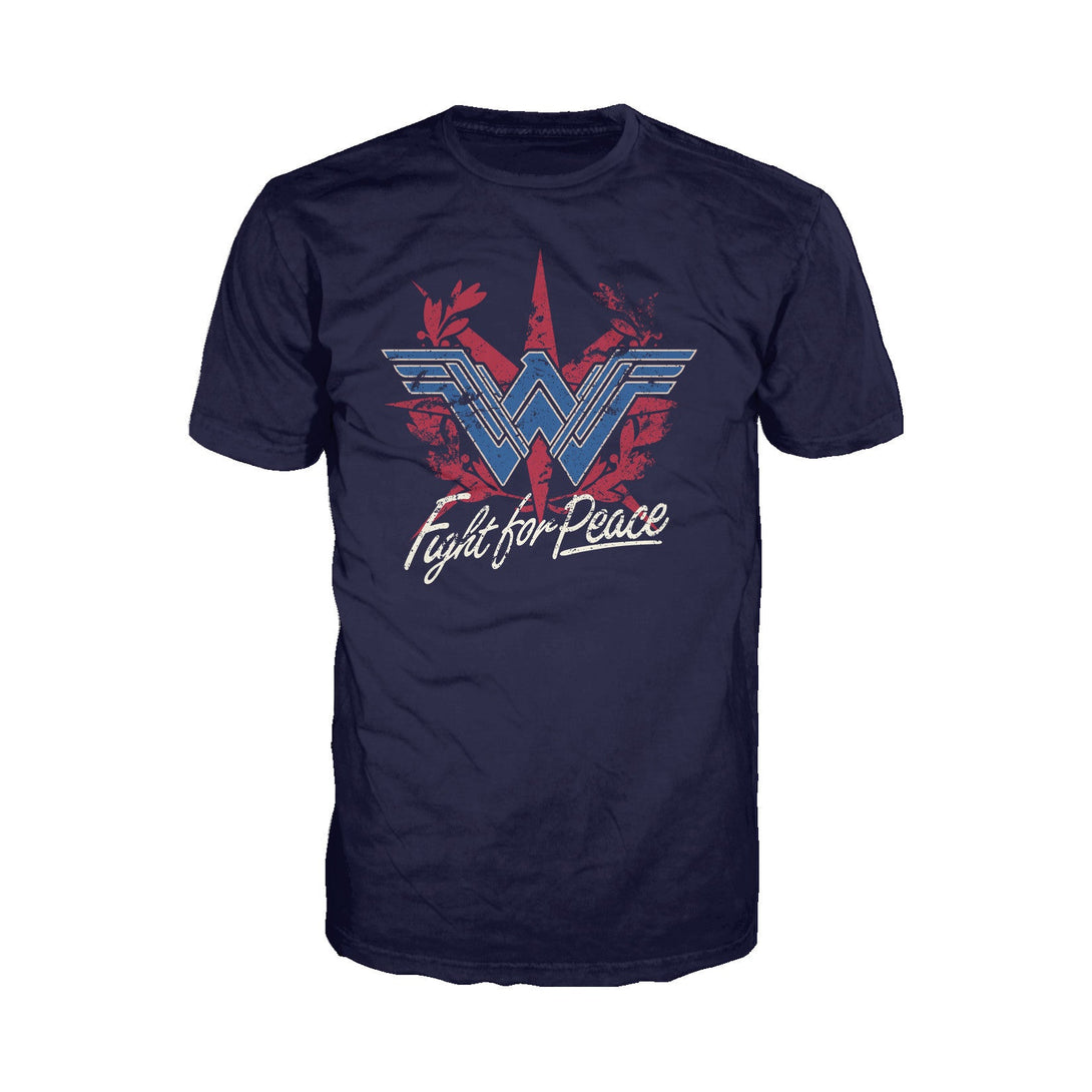 DC Wonder Woman Logo Fight Peace Official Men's T-shirt (Navy) - Urban Species Mens Short Sleeved T-Shirt