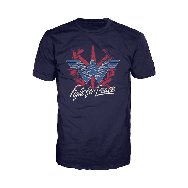 DC Wonder Woman Logo Fight Peace Official Men's T-shirt (Navy) - Urban Species Mens Short Sleeved T-Shirt